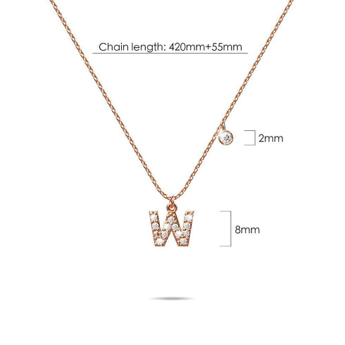 Solid 925 Sterling Silver Initial Crystal Personalised Alphabet Letter Necklace Rose Gold Filled